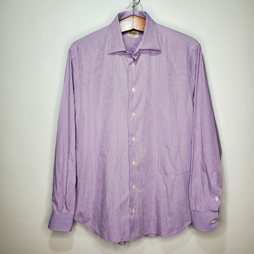 Gitman Bros. Purple Checkered Button Up Dress Shi… - image 1